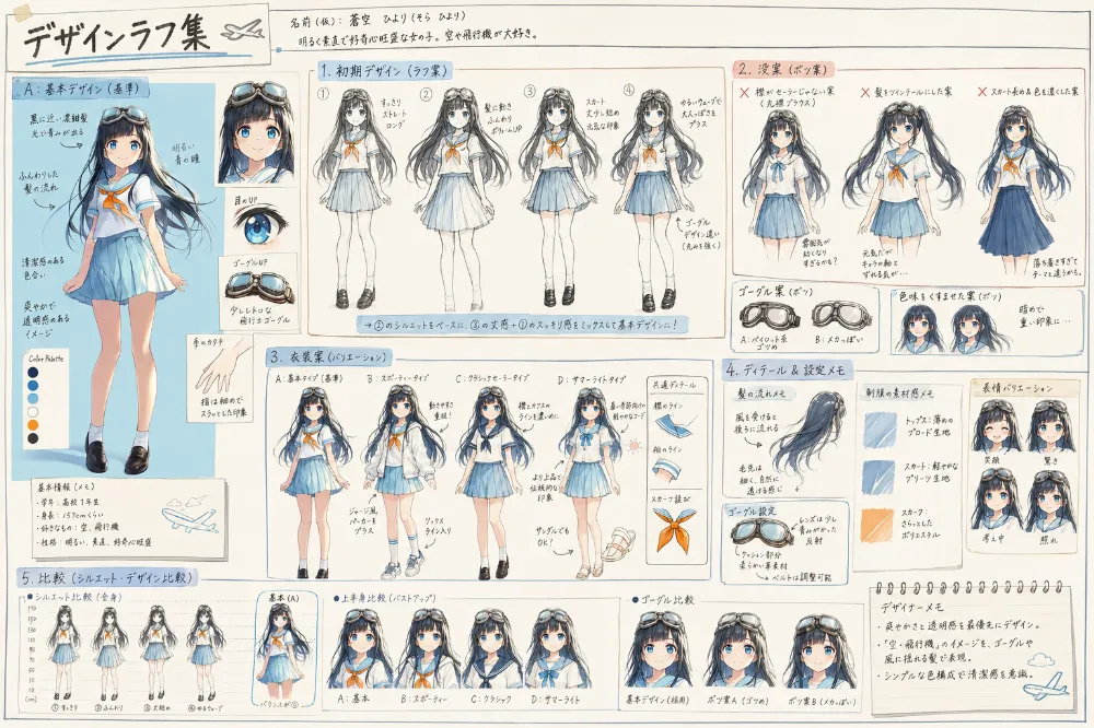 デザインラフ集をイメージしたAIイラスト｜再現用プロンプト紹介用（GPT Image 2.0）
