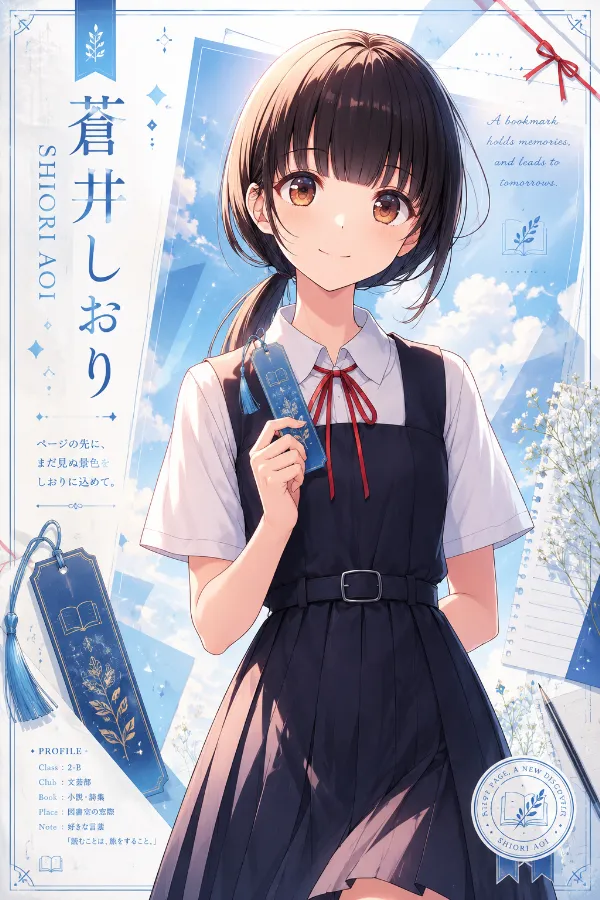 キャラクターポスター（ジャンパースカートの制服美少女キャラ）のAIイラスト｜再現用プロンプト紹介用（GPT Image 2.0）