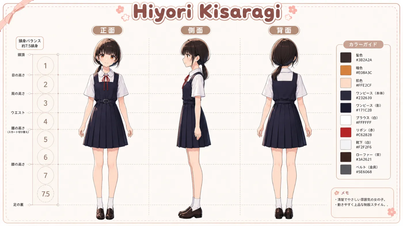 三面図のAIイラスト｜再現用プロンプト紹介用（GPT Image 2.0）