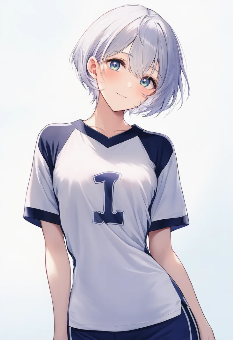 ホワイト × ネイビー（スポーツウェア）の2色配色の服のAIイラスト｜プロンプト紹介用