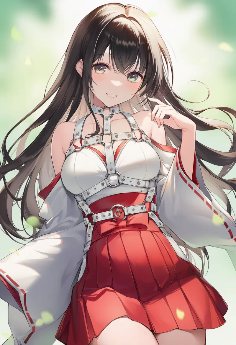 巫女服 × ハーネス（ファッション）のAIイラスト｜プロンプト紹介