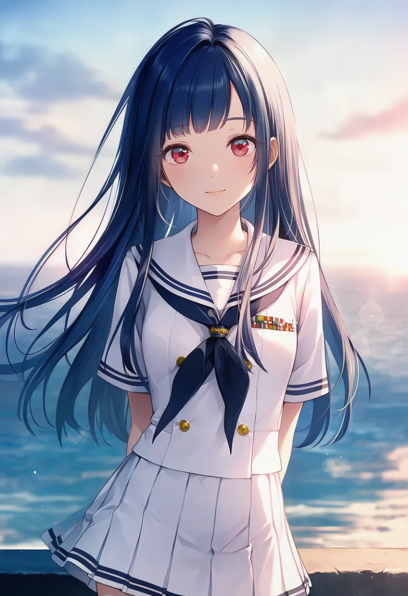 水兵（海軍風セーラー服）の美少女のAIイラスト作例｜プロンプト紹介