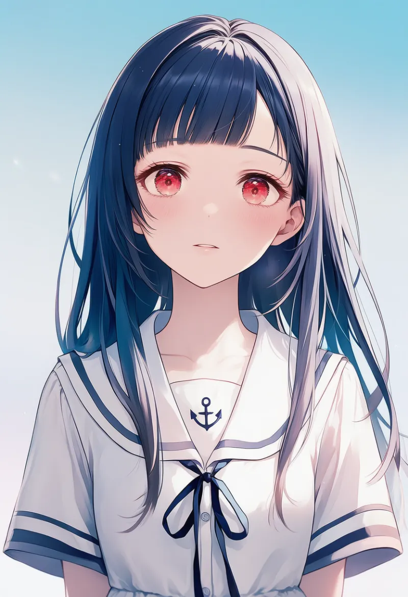 白いセーラードレス（錨プリント付き）のAIイラスト｜プロンプト紹介