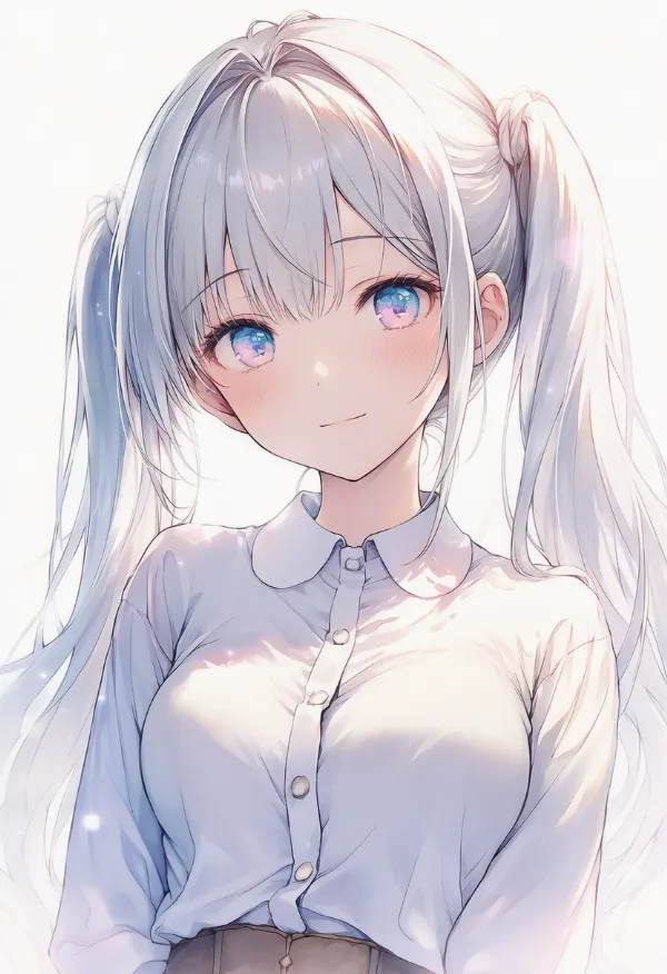ホワイトのシャツ（淡色コーデ用の服アイテム）のAIイラスト