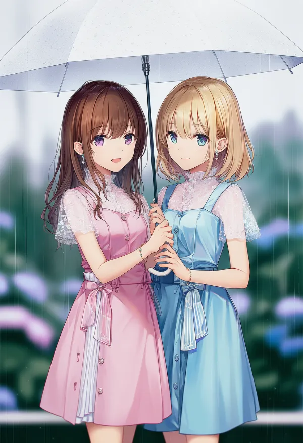 白い傘のAIイラスト（梅雨シーズン）｜プロンプト紹介用