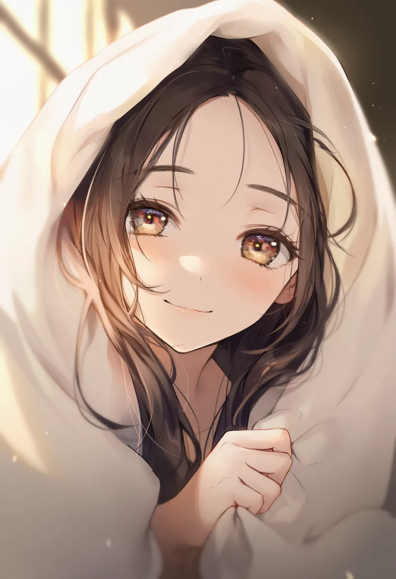 ブランケットに身を包む（体を覆っている）状態のAIイラスト｜プロンプト紹介