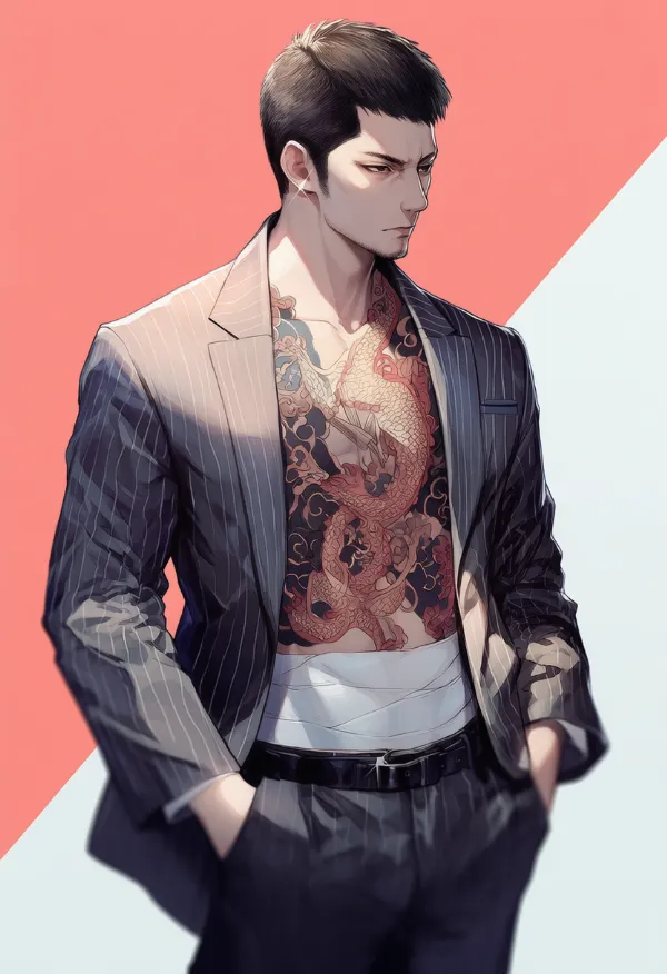 ヤクザ風衣装（男性の服）のAIイラスト｜プロンプト紹介