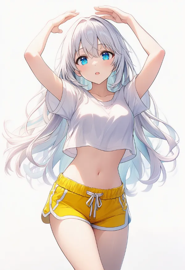 黄色のドルフィンショーツのAIイラスト（配色バリエーション資料用）