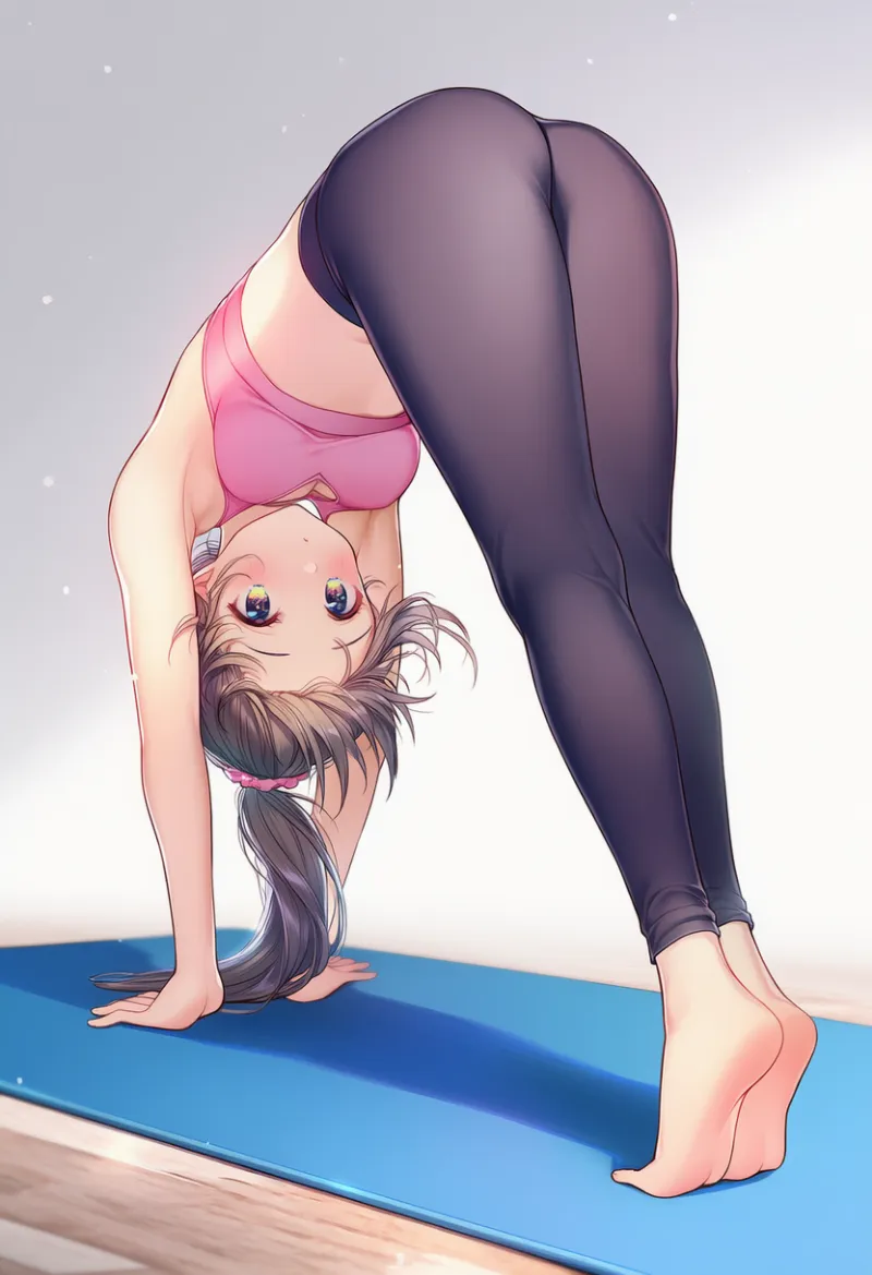 ヨガのポーズ（ダウンドッグ）のAIイラスト｜プロンプト紹介：downward dog