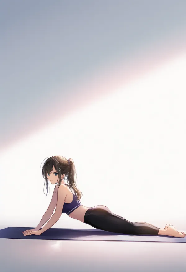 ヨガのポーズ・マットのAIイラスト｜プロンプト紹介：yoga, yoga mat