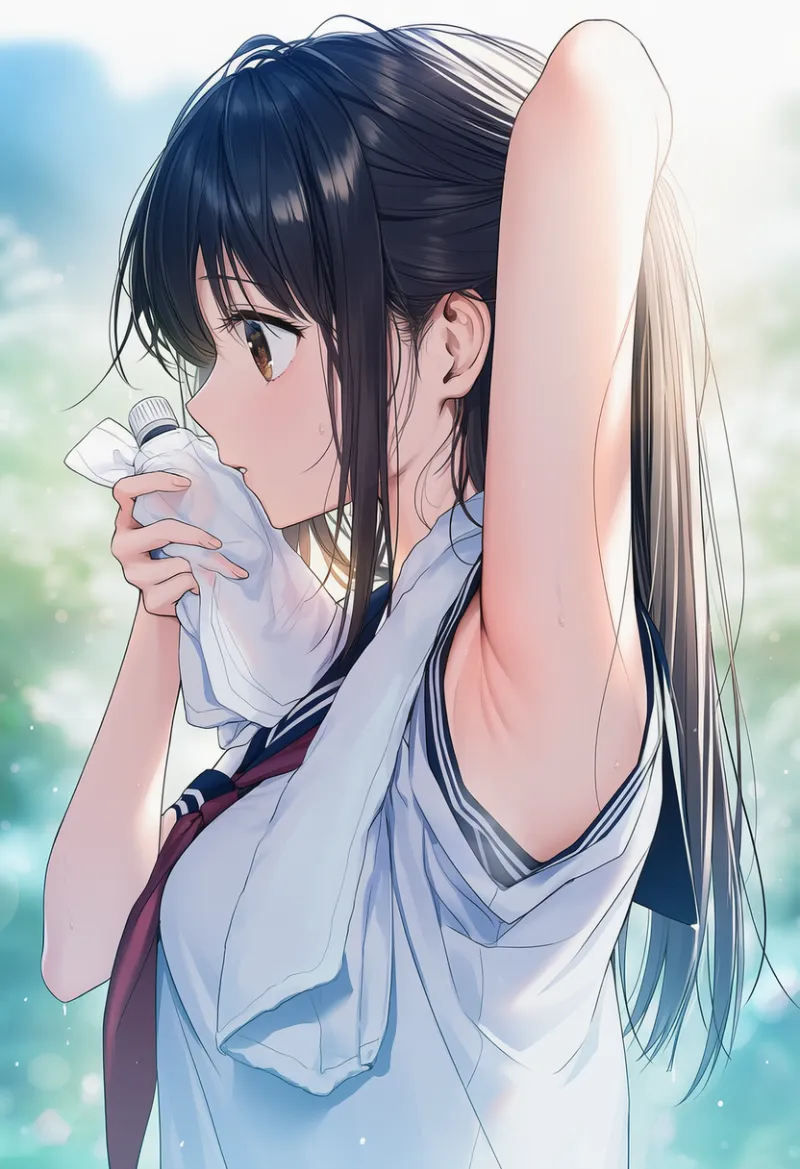 脇のしわやその溝を再現したAIイラスト｜プロンプト紹介用：armpit crease