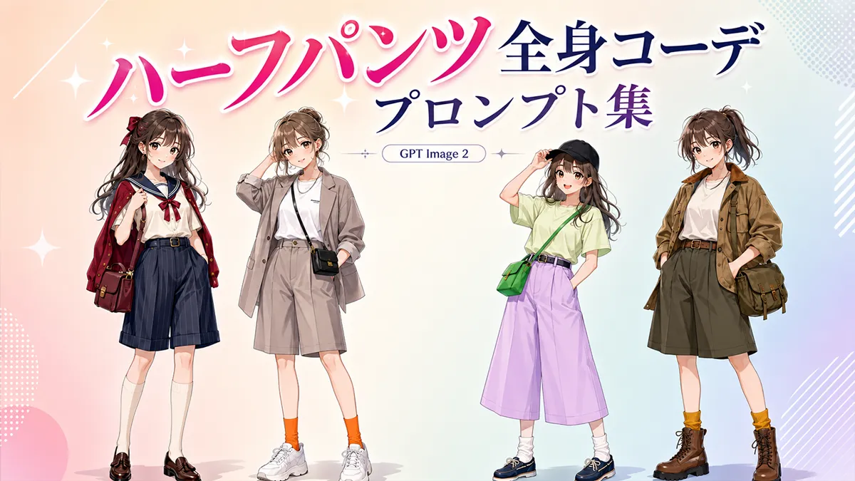 ハーフパンツを使った全身コーデプロンプト集【GPT Image 2】