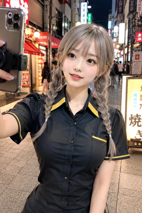 黄色の差し色を加えた黒いブラウスの作例｜AI画像（GPT Image 2.0生成）