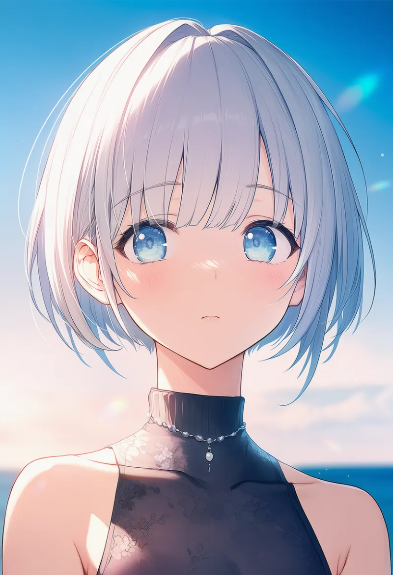 服越しに浮き出た鎖骨ラインを再現したAIイラスト｜プロンプト紹介用：covered collarbone
