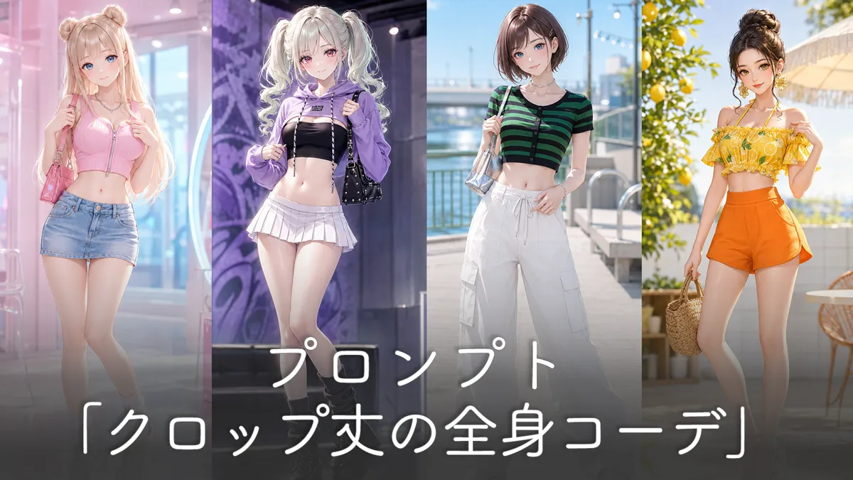 クロップドトップスの全身コーデプロンプト集【GPT Image 2】