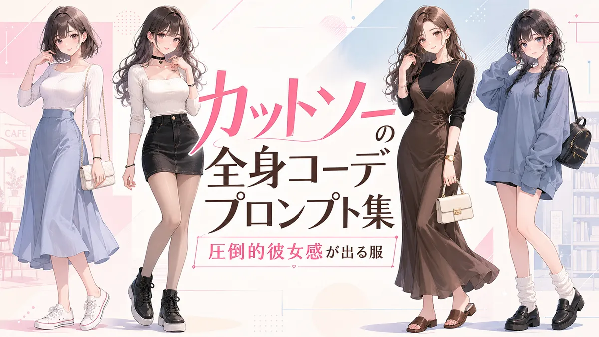 カットソーの全身コーデプロンプト集（圧倒的彼女感が出る服）