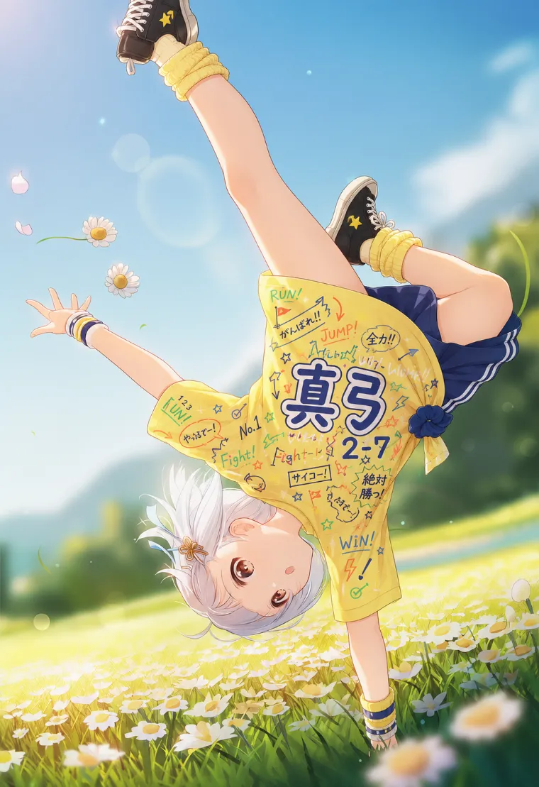 ChatGPT（GPT Image 2.0）でNovelAIのイラストを着せ替えした生成結果-5（失敗作例・逆立ちしているキャラクターに反映できなかったケース）