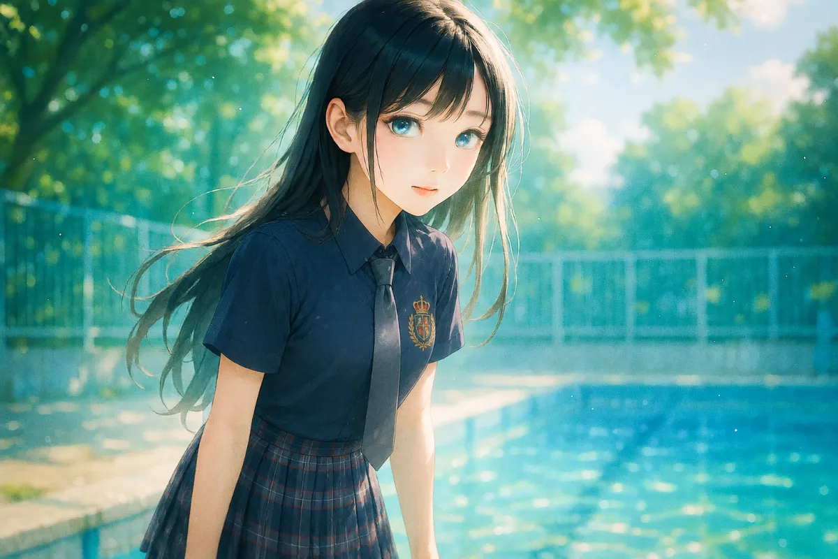 ChatGPT（GPT Image 2.0）で、アートスタイルの違う服装の画像をアートスタイルを統一させてから着せ替えした作例（制服からポロシャツへ着せ替え）