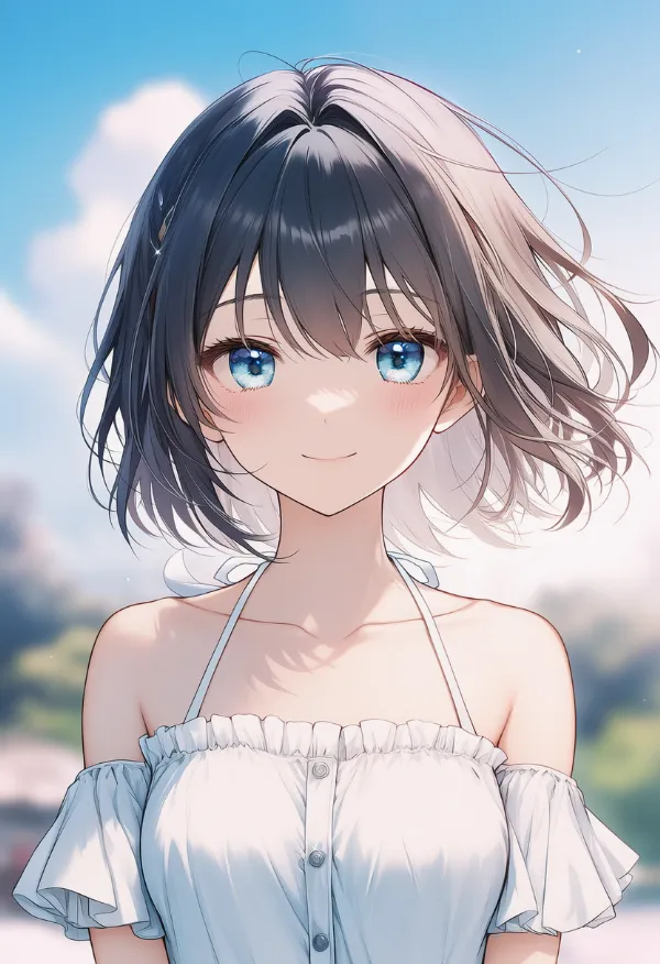 ホルターネックシャツを再現したAIイラスト｜プロンプト紹介用