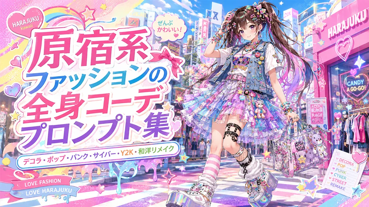 原宿系ファッションの全身コーデプロンプト集