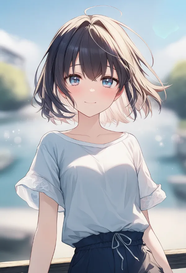 ゆったりしたシャツの着こなしのAIイラスト（プロンプト紹介用）