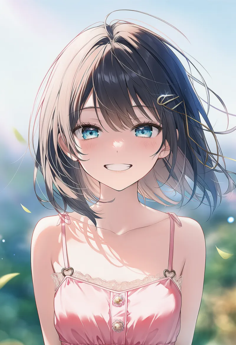 ハート型リングストラップの肩紐のサンドレスを再現したAIイラスト｜プロンプト紹介用