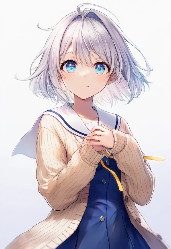リブ編みのカーディガンのAIイラスト