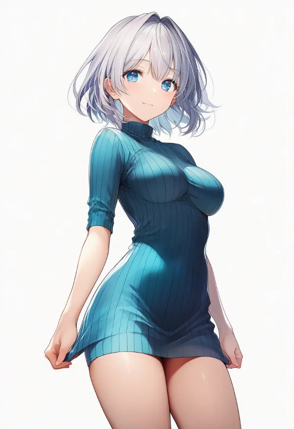 リブ編みのワンピースのAIイラスト