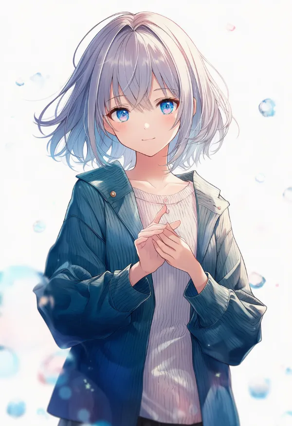 リブ編みのジャケットのAIイラスト