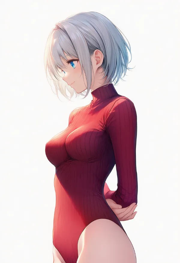 リブ編みのレオタードのAIイラスト