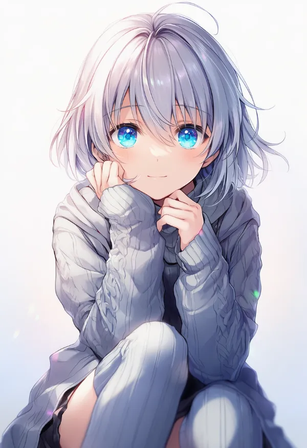 リブ編みのニーソックスのAIイラスト