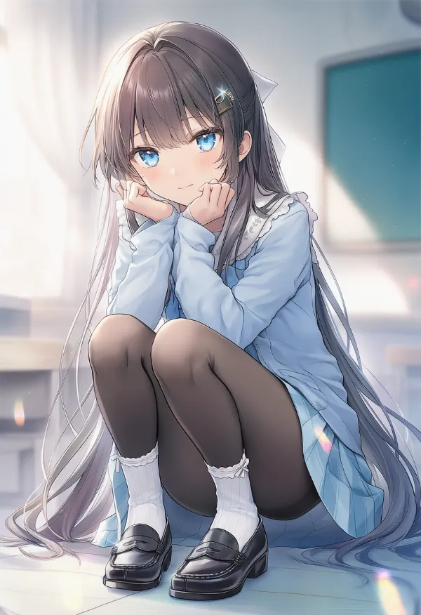 靴下とパンストを重ねた足元のAIイラスト（プロンプト紹介用）