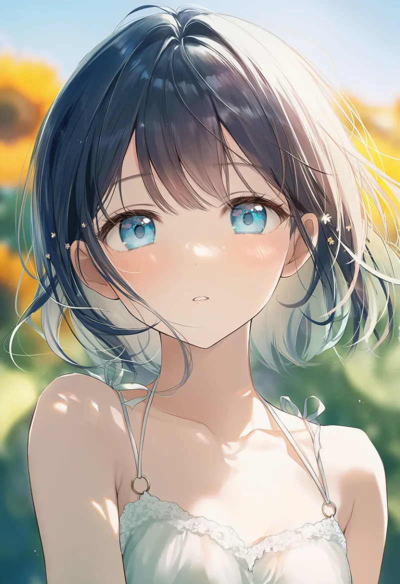 Oリングストラップの肩紐のサンドレスを再現したAIイラスト｜プロンプト紹介用