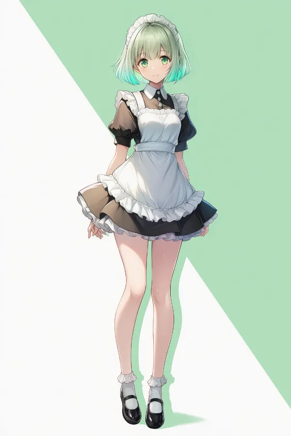 緑色を基調としたキャラクターの全身立ち絵