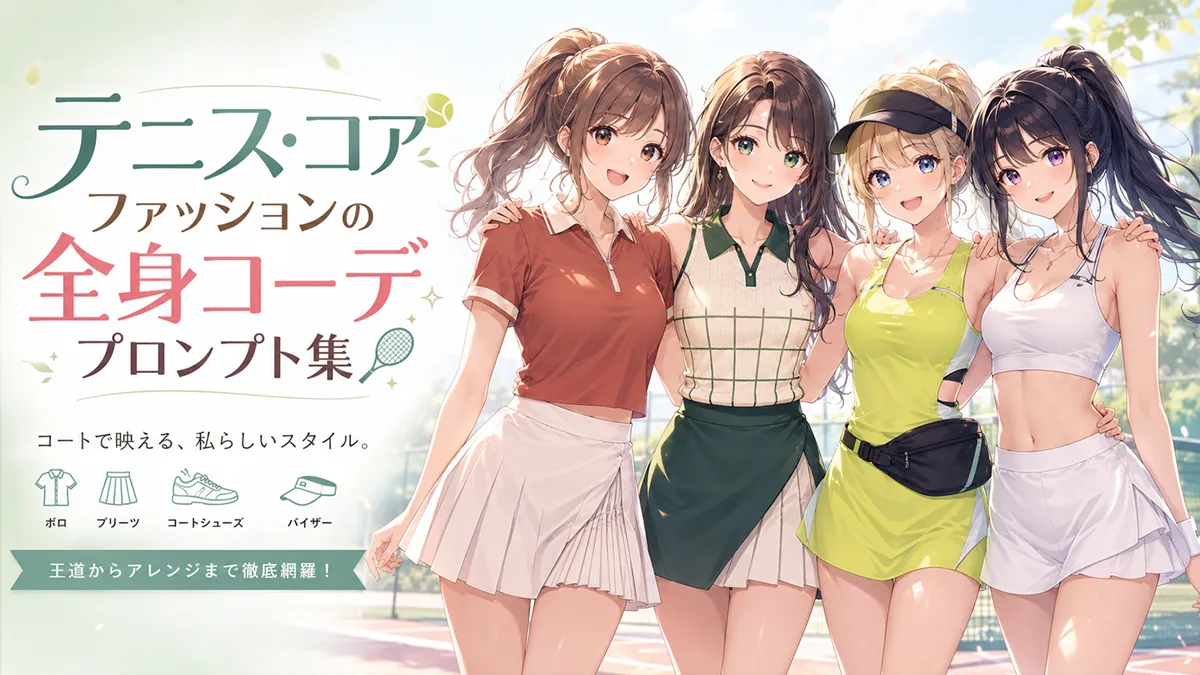 テニス・コアファッションの全身コーデプロンプト集【GPT Image 2】