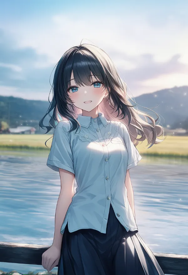 シャツの裾を出した着こなしのAIイラスト（プロンプト紹介用）