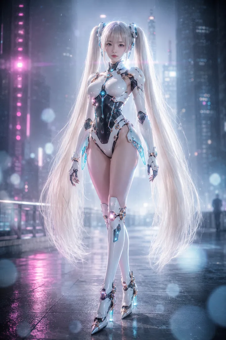実写AI美女版｜白黒のボディスーツにハイレグショーツ型の腰まわりを組み合わせたアンドロイド少女
