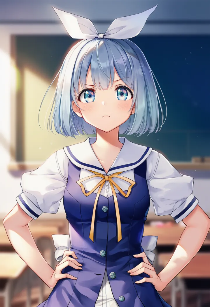 腰に手を当てて相手を問い詰めるように怒るAIイラスト