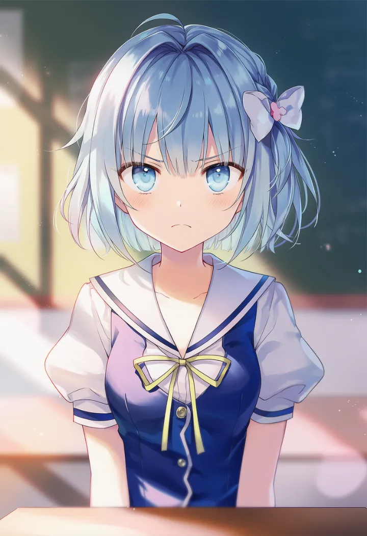 眉を険しくして相手を睨みつける怒り顔のAIイラスト