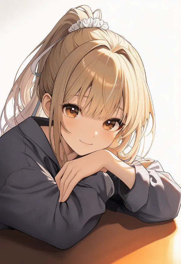 腕を預けて休むリラックスポーズのAIイラスト