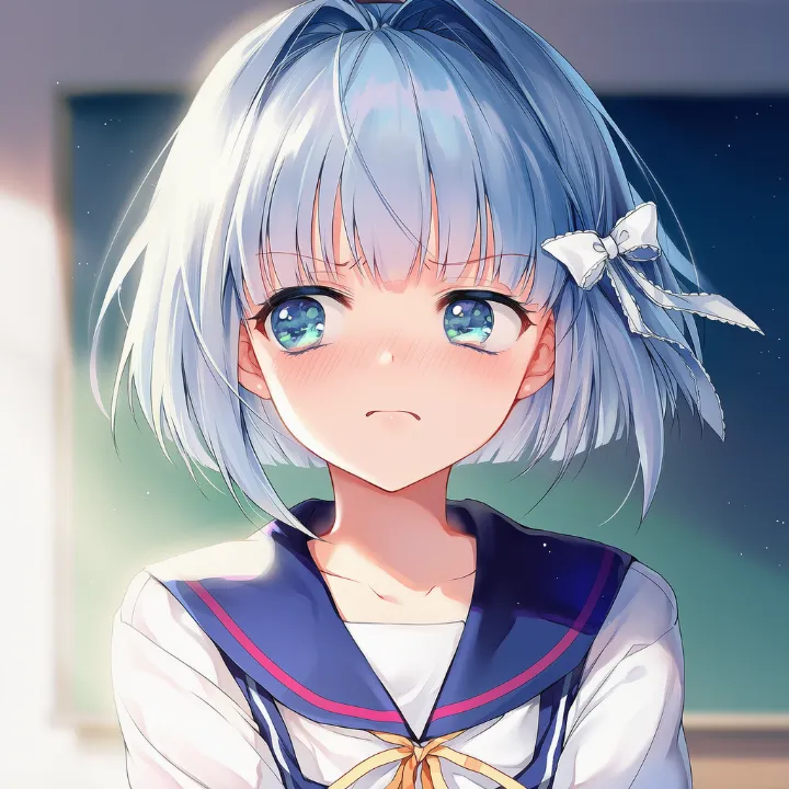 不機嫌そうに視線を逸らす表情のAIイラスト