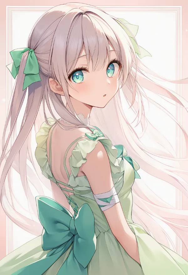 背中に大きなリボンを付けた魔法少女のAIイラスト