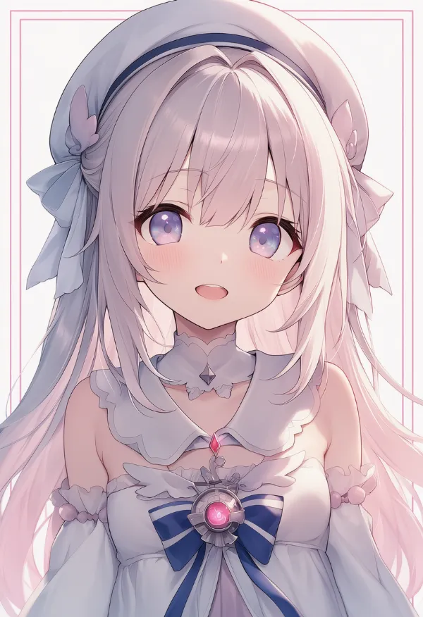 ベレー帽をかぶった魔法少女のAIイラスト