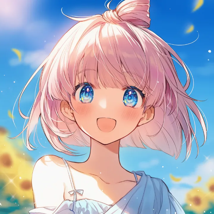 頬を赤らめながら笑う表情のAIイラスト