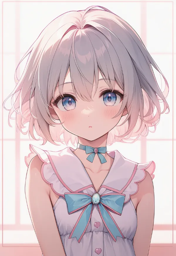 リボン付きチョーカーを付けた魔法少女のAIイラスト