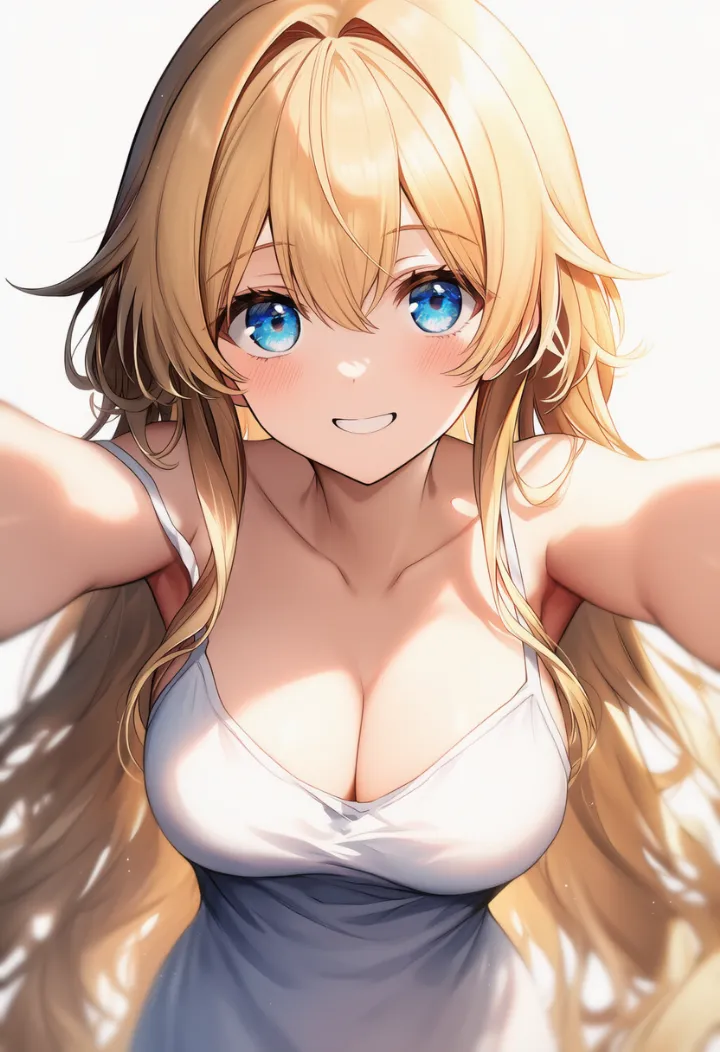 胸を遠近感で手前に強調したAIイラスト