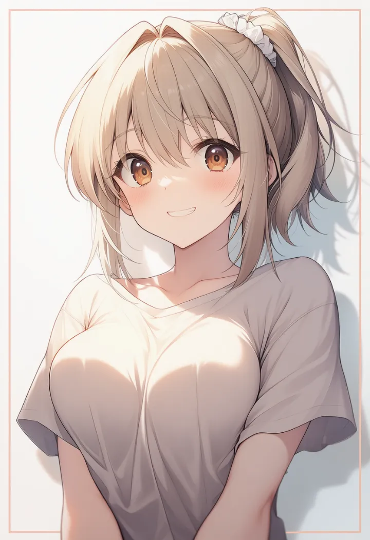 両胸を中央に寄せる女性のポーズ