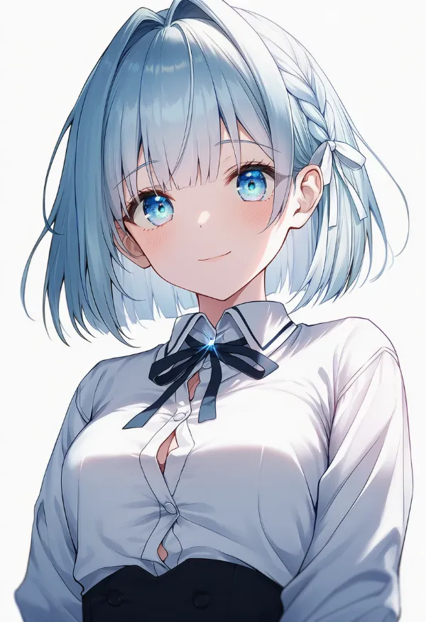 button gapで胸元のボタンに隙間ができたAIイラスト