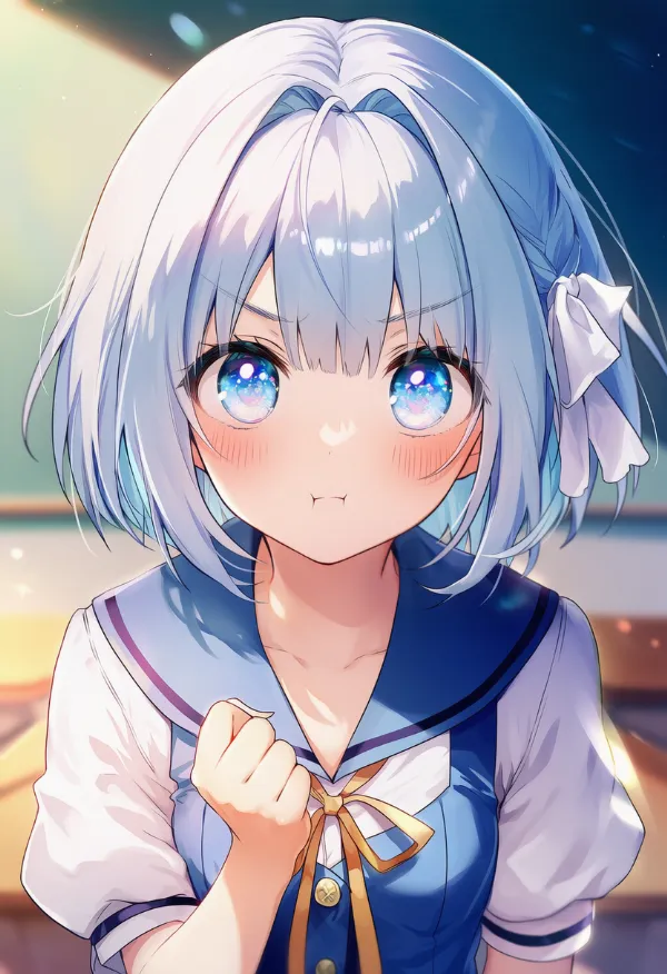 怒りをこらえながら片手を握りしめるAIイラスト