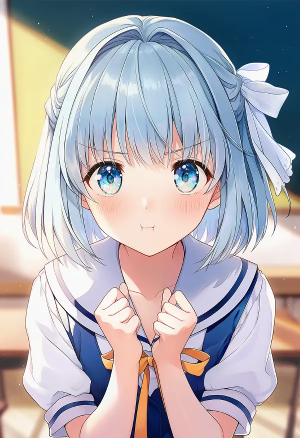 怒りながら両手を強く握りしめるAIイラスト